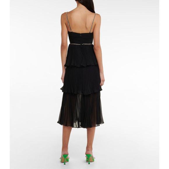 Self-Portrait Bustier Tiered Chiffon Midi-Dress size 8 - Picture 3 of 12